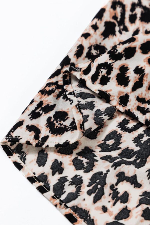 Maxi Dresses | Women Apricot Leopard Print Tiered Wide Sleeve Maxi Dress - Image 5