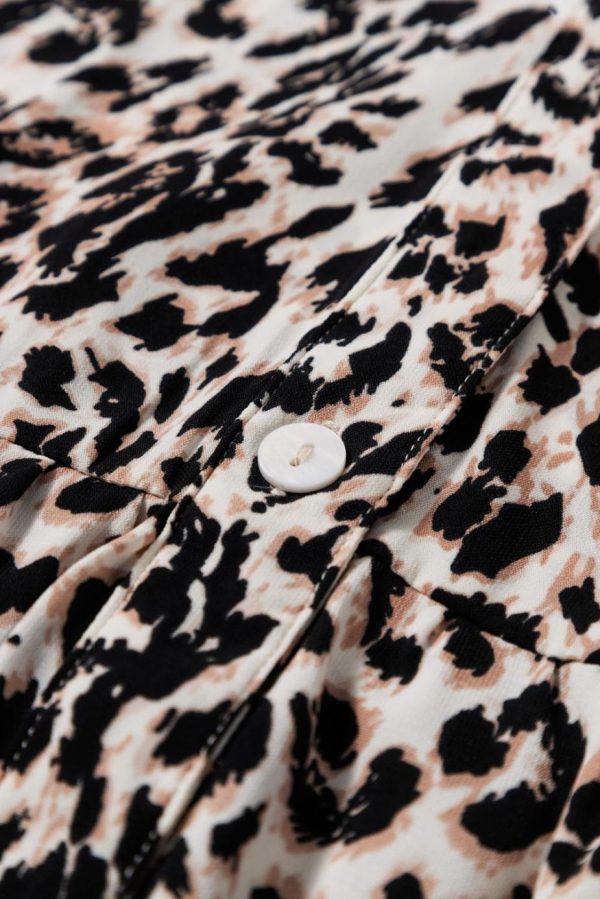 Maxi Dresses | Women Apricot Leopard Print Tiered Wide Sleeve Maxi Dress - Image 6