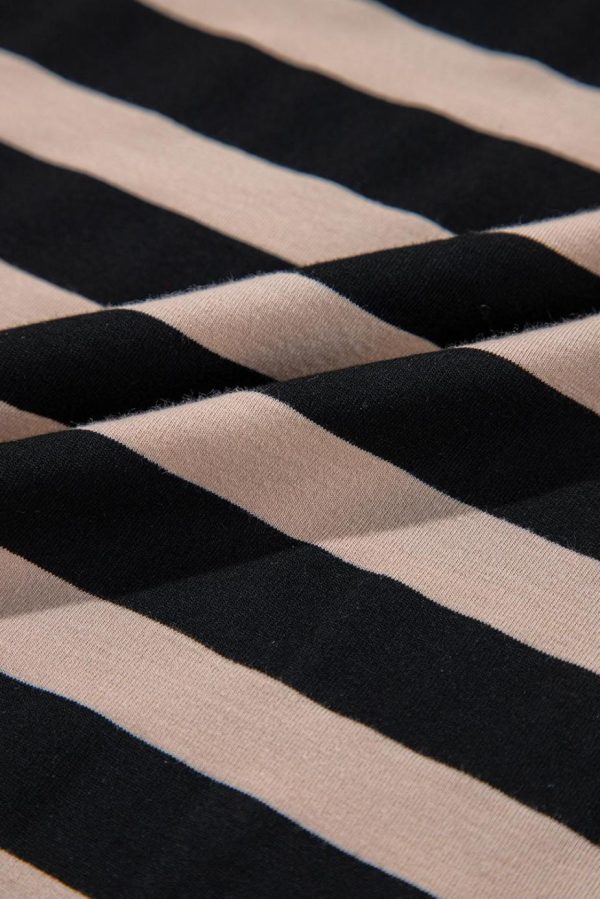 Maxi Dresses | Women Black Striped Side Pockets T-Shirt Maxi Dress - Image 3