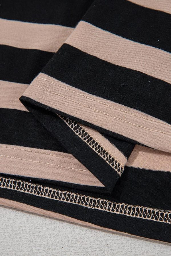 Maxi Dresses | Women Black Striped Side Pockets T-Shirt Maxi Dress - Image 4