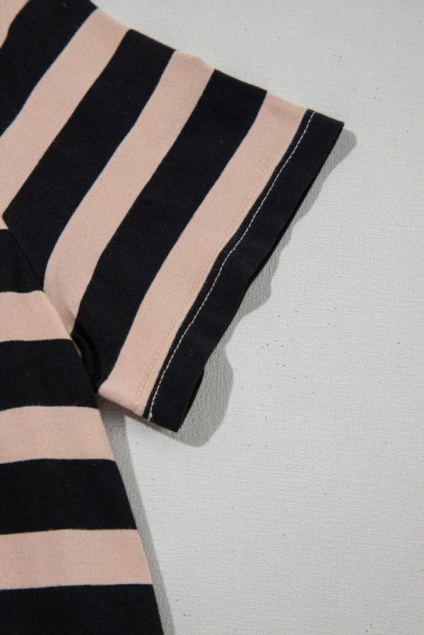 Maxi Dresses | Women Black Striped Side Pockets T-Shirt Maxi Dress - Image 6
