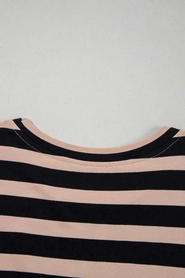 Maxi Dresses | Women Black Striped Side Pockets T-Shirt Maxi Dress - Image 7