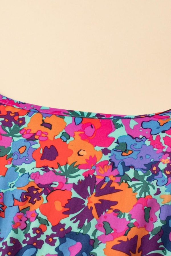 Maxi Dresses | Women Blue Boho Floral Print V Neck Wrap Split Maxi Dress - Image 5