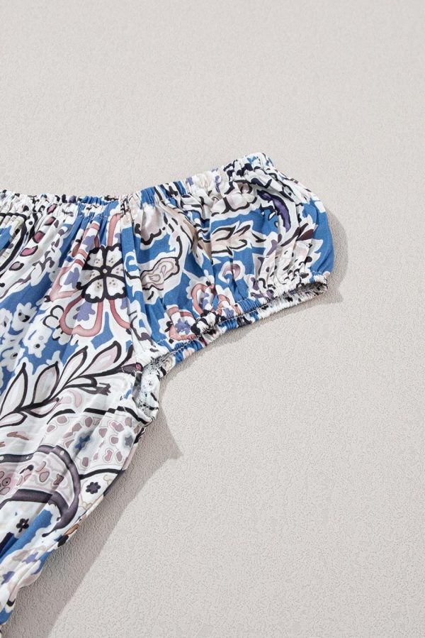 Maxi Dresses | Women Blue Boho Paisley Print Off Shoulder Maxi Dress - Image 4