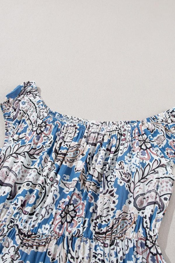 Maxi Dresses | Women Blue Boho Paisley Print Off Shoulder Maxi Dress - Image 5