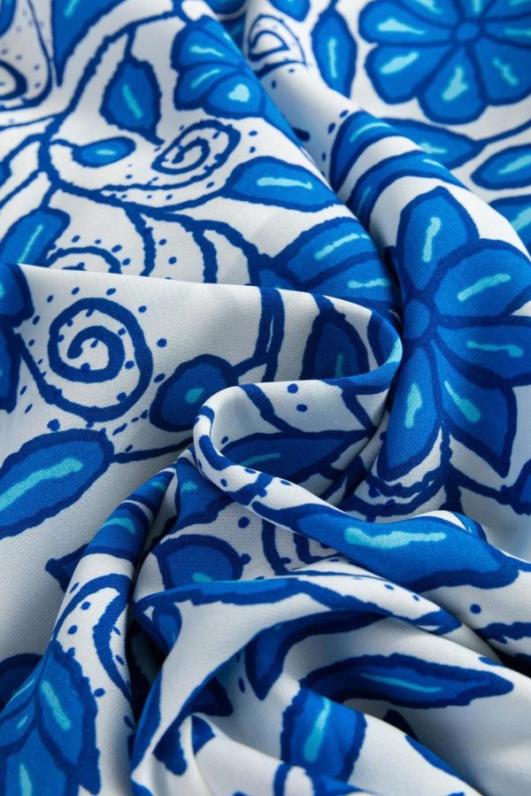 Maxi Dresses | Women Blue Floral Print Spaghetti Strap Knot Waist Maxi Dress - Image 6