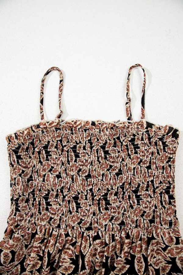 Maxi Dresses | Women Brown Floral Smocked Bodice High Waist Flowy Sun Dress - Image 7