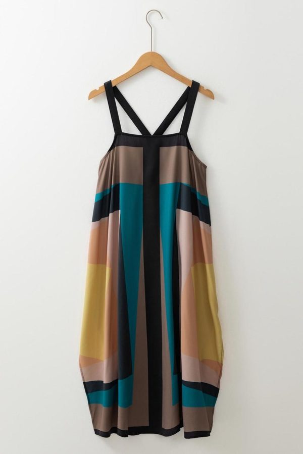 Maxi Dresses | Women Brown Retro Geometric Print Y Back Sleeveless Dress - Image 4