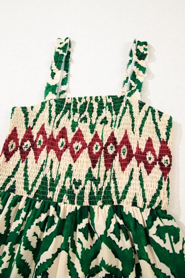 Maxi Dresses | Women Green Boho Shirred A Line Sleeveless Maxi Dress - Image 5