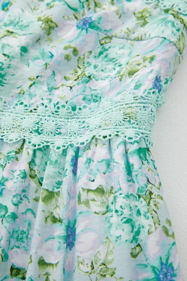 Maxi Dresses | Women Green Floral Lace Tied Strap Empire Waist Maxi Dress - Image 7