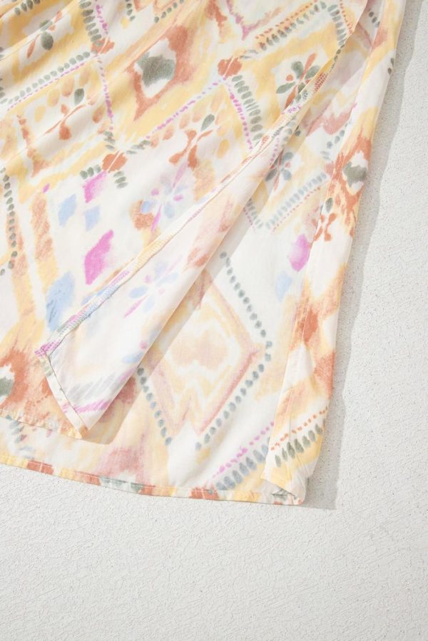 Maxi Dresses | Women Multicolour Geometric Print Half Sleeve High Waist Maxi Dress - Image 4