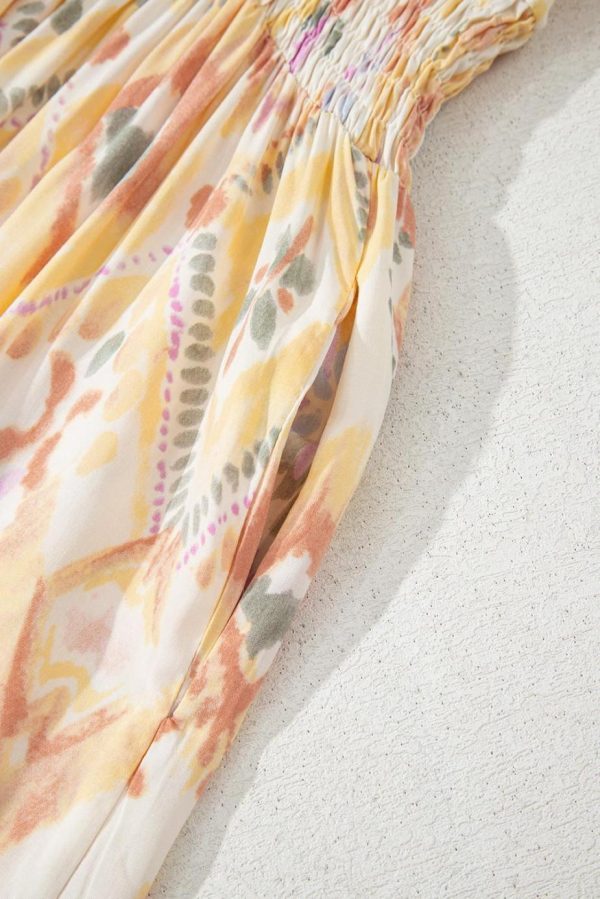 Maxi Dresses | Women Multicolour Geometric Print Half Sleeve High Waist Maxi Dress - Image 6