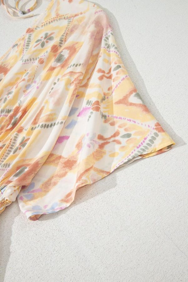 Maxi Dresses | Women Multicolour Geometric Print Half Sleeve High Waist Maxi Dress - Image 7