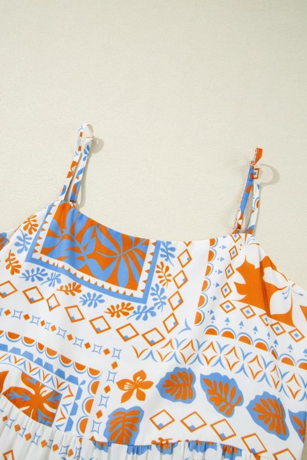 Maxi Dresses | Women Orange Floral Print Ricrac Trim Spaghetti Straps Maxi Dress - Image 6