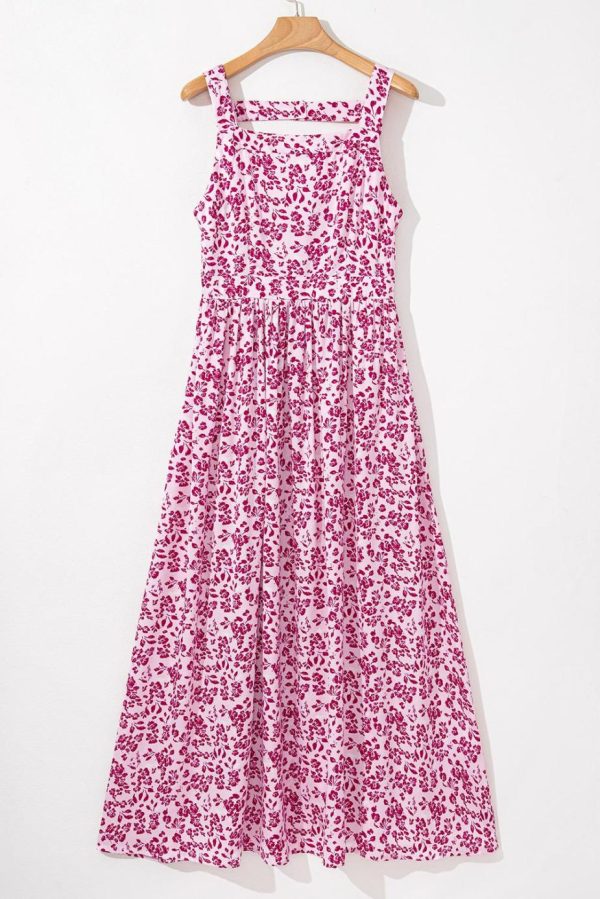 Maxi Dresses | Women Pink Floral Cutout Back Empire Waist Sleeveless Maxi Dress - Image 5
