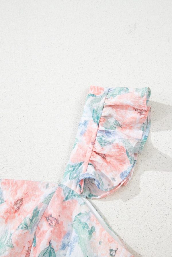 Maxi Dresses | Women Pink Floral Print Square Neck Backless Dress With Slit - Image 5