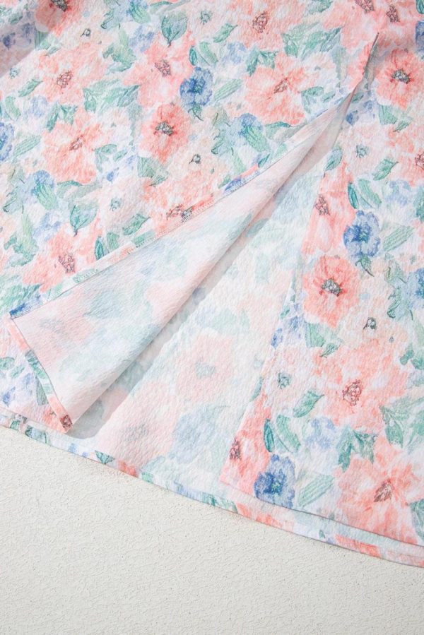 Maxi Dresses | Women Pink Floral Print Square Neck Backless Dress With Slit - Image 6