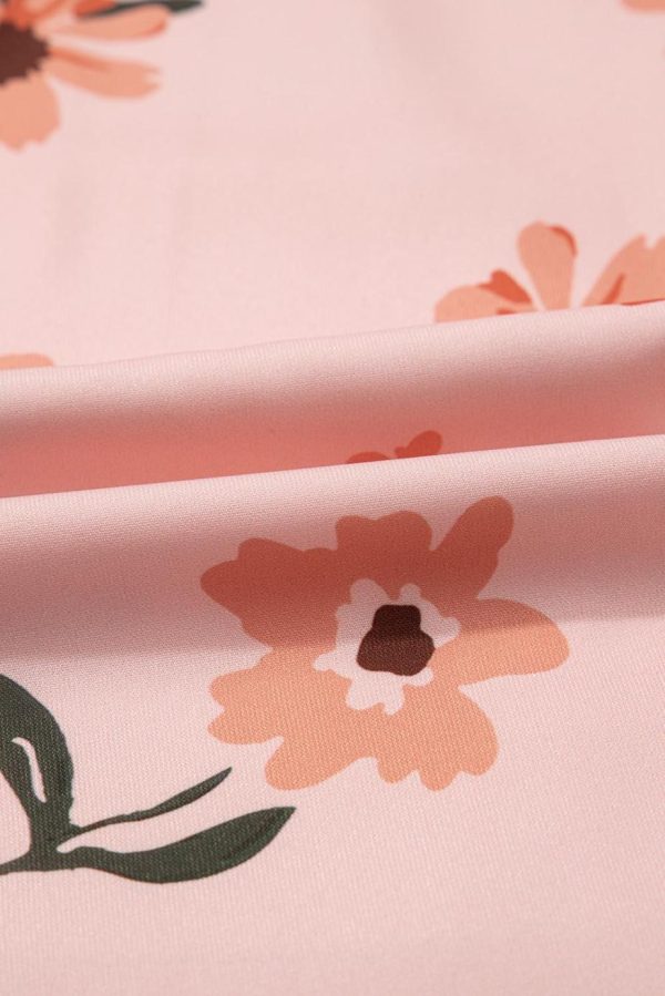 Maxi Dresses | Women Pink Floral V Neck Smocked High Waist Ruffle Hem Maxi Dress - Image 6