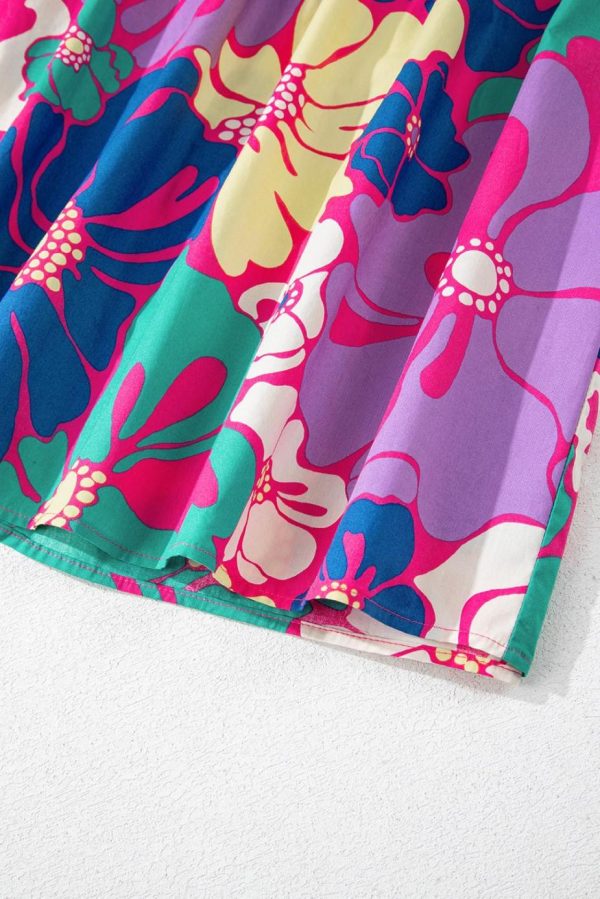 Maxi Dresses | Women Purple Floral Print Shirred Spaghetti Strap Loose Maxi Dress - Image 6