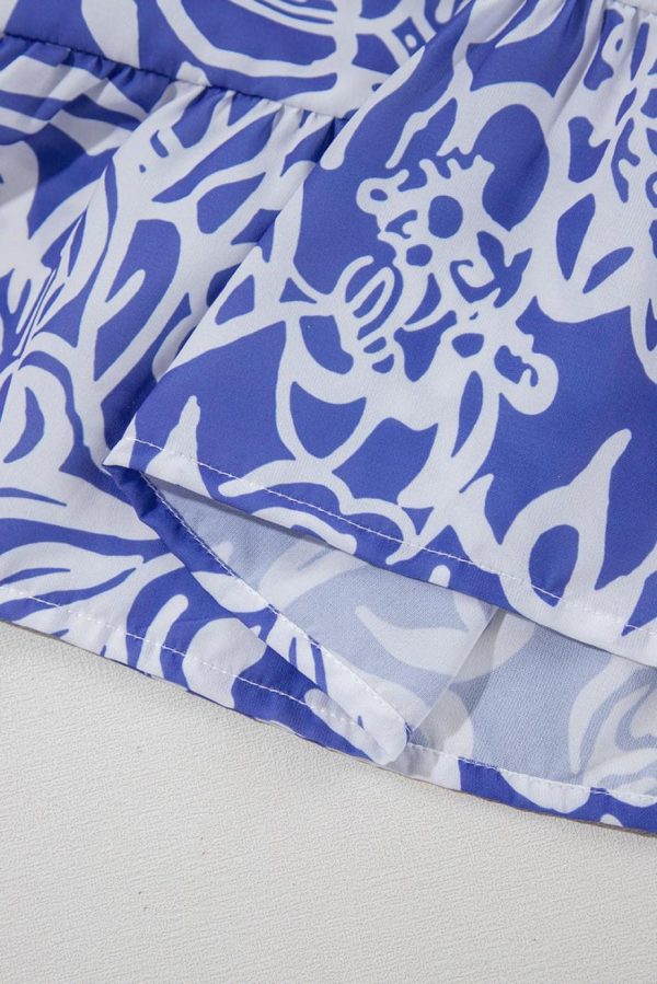 Maxi Dresses | Women Sky Blue Floral Print Spaghetti Strap High Waist Maxi Dress - Image 7