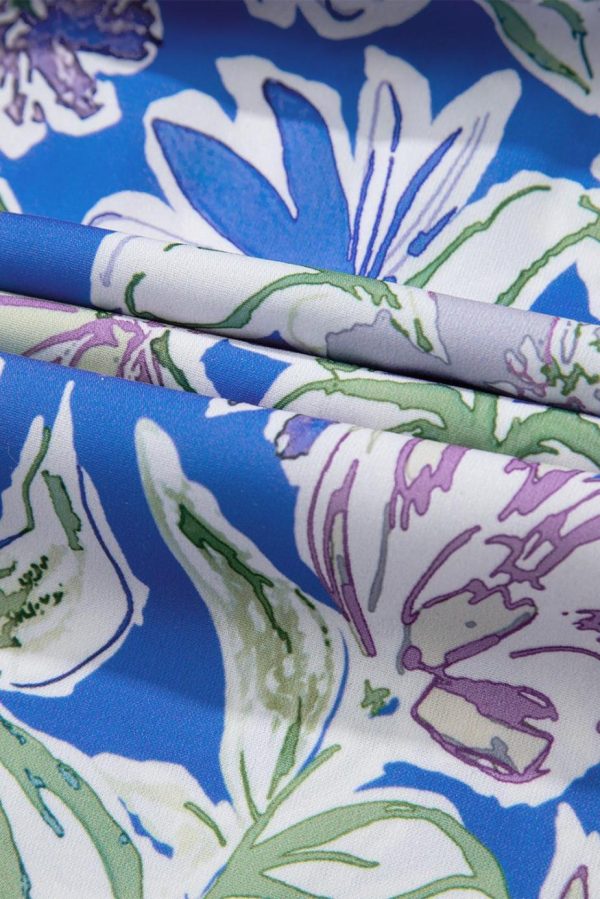 Maxi Dresses | Women Sky Blue Floral Print Tie Straps Flowy Ruffle Maxi Dress - Image 6