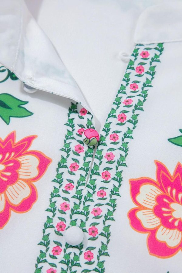 Maxi Dresses | Women White Floral Print Loose Tiered Maxi Dress - Image 4