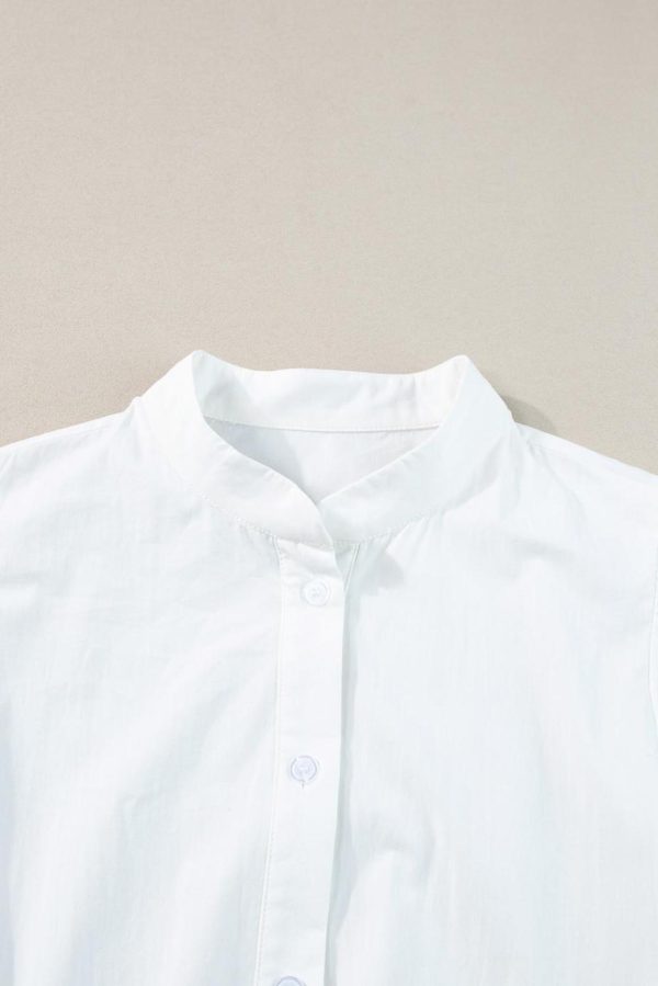 Maxi Dresses | Women White High Waist Short Sleeve Tiered Shirt Dress - Image 7