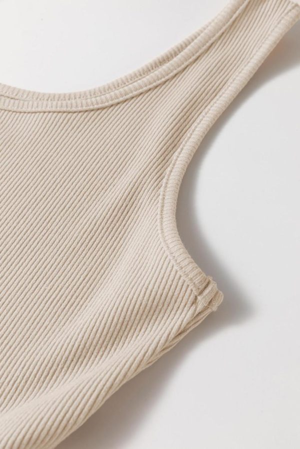 Midi Dresses | Women Beige Scoop Neck Ribbed Pleated Sleeveless Midi Dress - Image 5