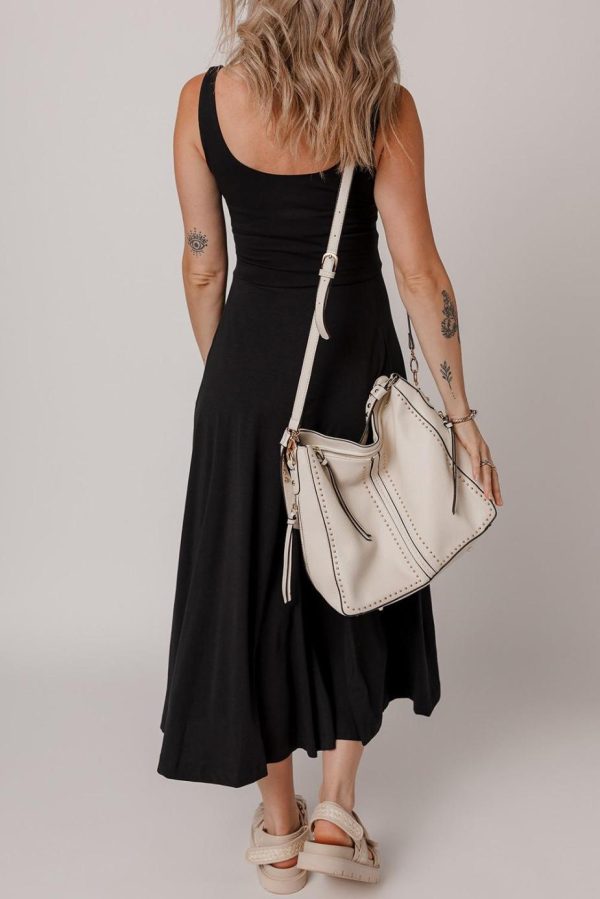 Midi Dresses | Women Black Sleeveless Scoop Neck Flared Split Midi Dress - Image 5
