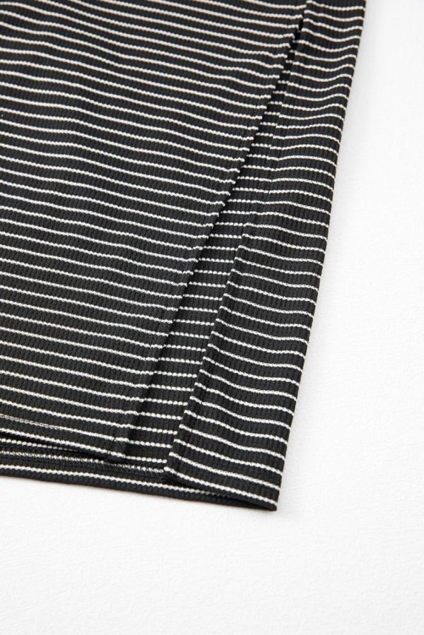 Midi Dresses | Women Black Striped Criss Cross Back Side Slits Slim Fit Sleeveless Dress - Image 7
