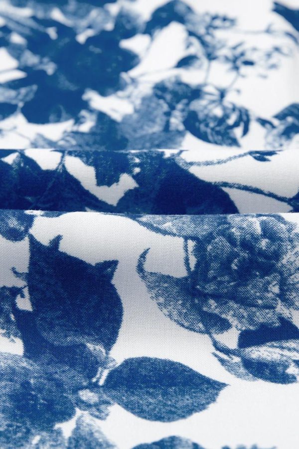 Midi Dresses | Women Blue Floral Print Ruffle Strap Square Neck Smocked Bodice Midi Dress - Image 6