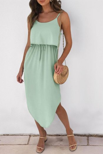Midi Dresses | Women Clearly Aqua Irregular Split Spaghetti Strap Midi Dress