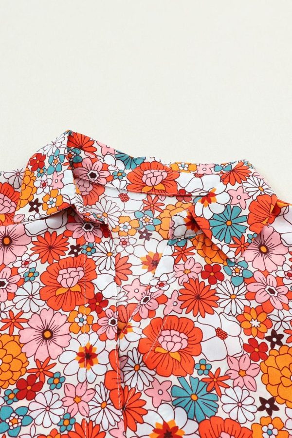 Midi Dresses | Women Multicolor Boho Floral Collared Long Sleeve Dress - Image 6