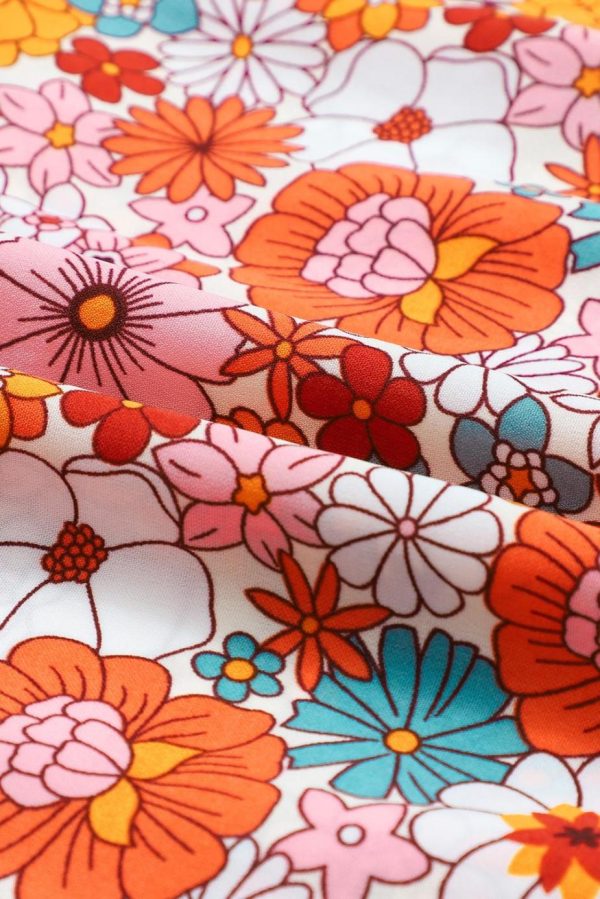 Midi Dresses | Women Multicolor Boho Floral Collared Long Sleeve Dress - Image 7