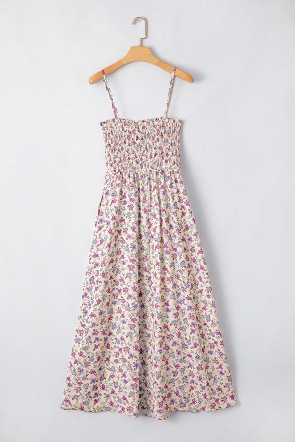 Midi Dresses | Women Multicolour Boho Floral Print Spaghetti Strap Flare Midi Dress - Image 3