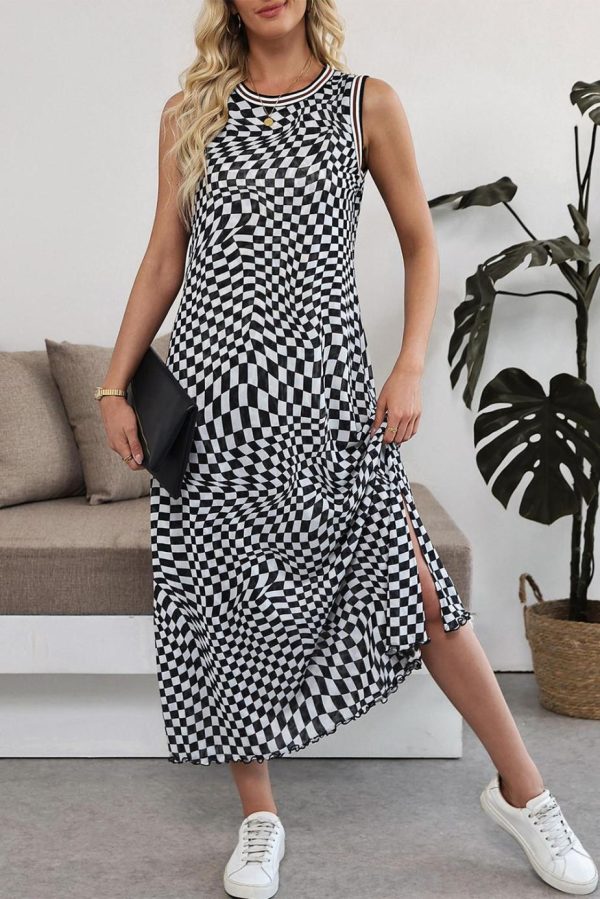 Midi Dresses | Women Multicolour Leopard Checkered Reversible Print Sleeveless Dress - Image 5