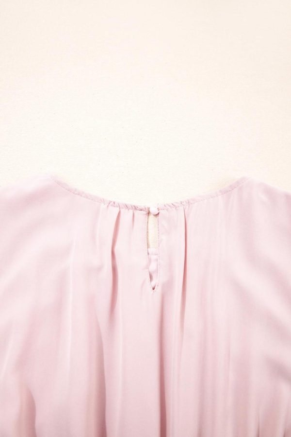 Midi Dresses | Women Pink Puff Sleeve High Waist Flowy Midi Dress - Image 5