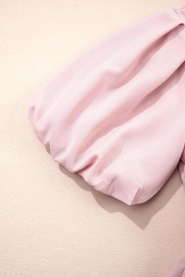 Midi Dresses | Women Pink Puff Sleeve High Waist Flowy Midi Dress - Image 6