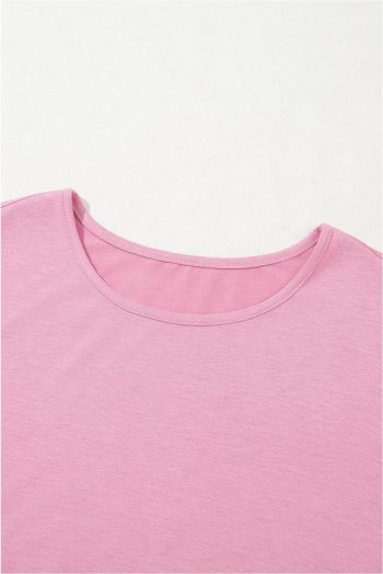 Midi Dresses | Women Pink Solid Color Short Sleeve High Waist Pocketed Midi Dress