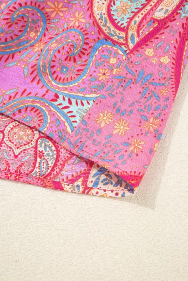 Midi Dresses | Women Rose Ethnic Paisley Print Ruffle Sleeve Notch Neck Midi Dress - Image 6