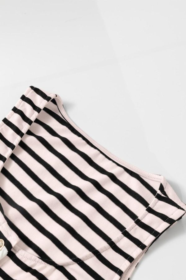 Midi Dresses | Women White Stripe Sleeveless Button Front Midi Dress - Image 5