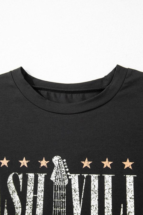 Short Dresses | Women Black Nashville Guitar Print Mini T-Shirt Dress - Image 7