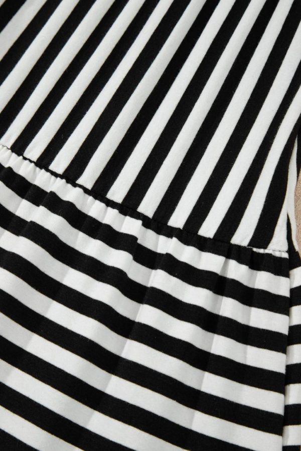 Short Dresses | Women Black Stripe U Neck Sleeveless Loose Fit Mini Dress - Image 4