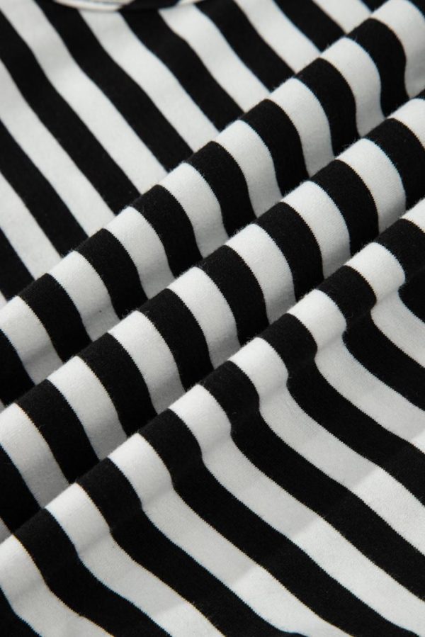 Short Dresses | Women Black Stripe U Neck Sleeveless Loose Fit Mini Dress - Image 7