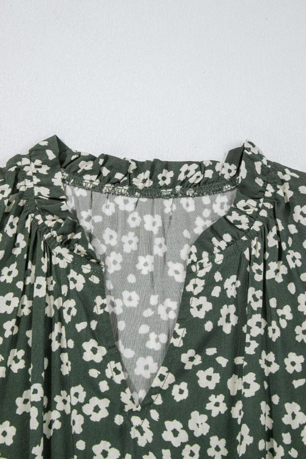 Short Dresses | Women Green Boho Floral Print V Neck Knot Waist Sleeveless Dress - Image 7