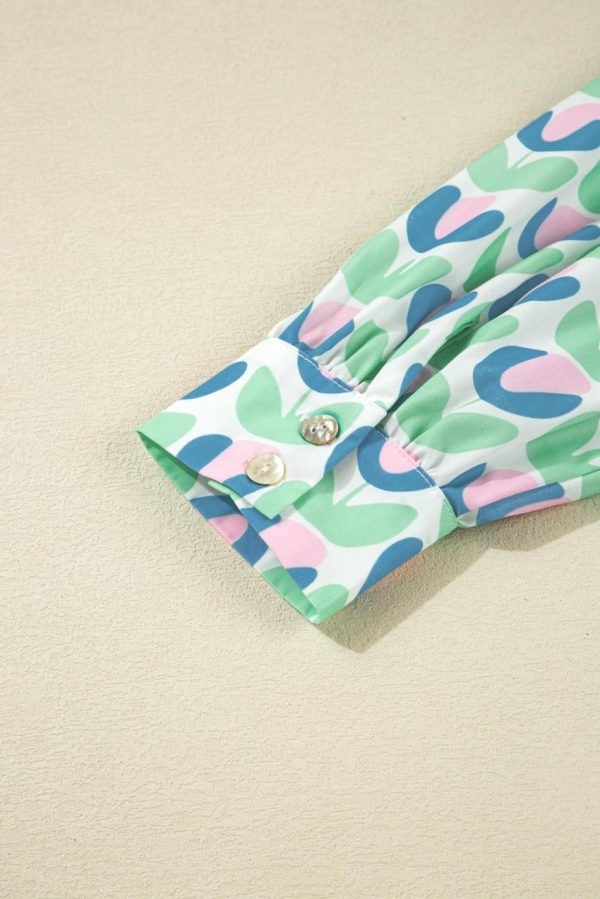 Short Dresses | Women Green Floral Print Scallop Trim Pocket Mini Dress - Image 5