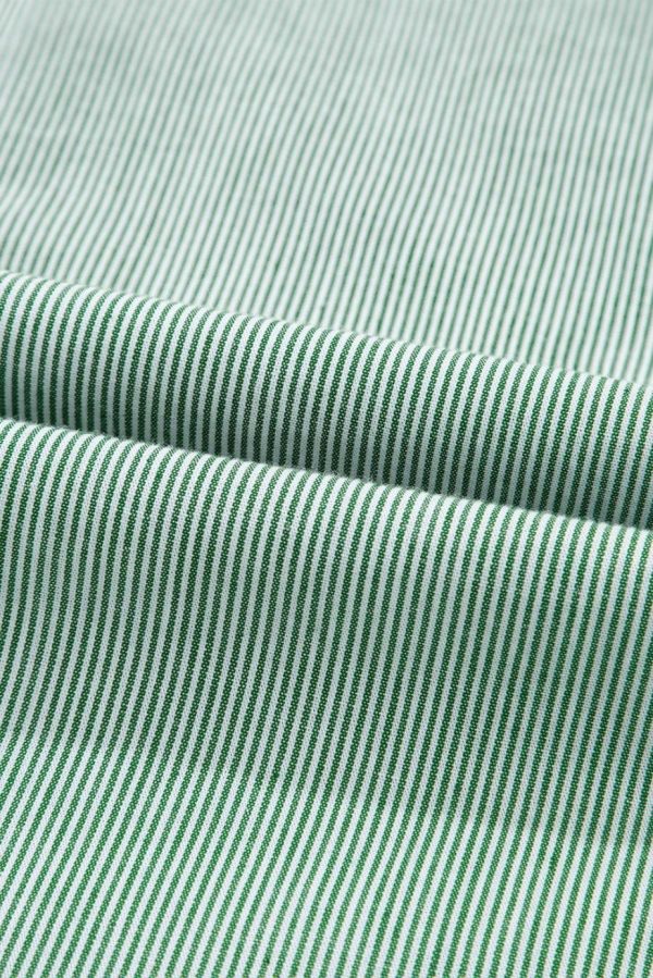 Short Dresses | Women Green Stripe Frill Trim Pocket Button Up Mini Dress - Image 5