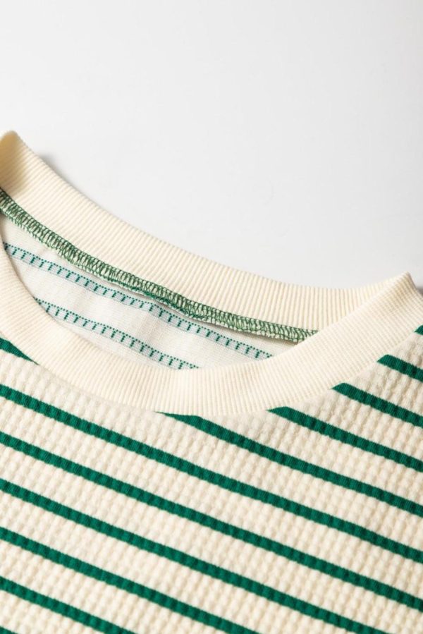 Short Dresses | Women Green Stripe Woven Ruffled Sleeveless Mini Dress - Image 3