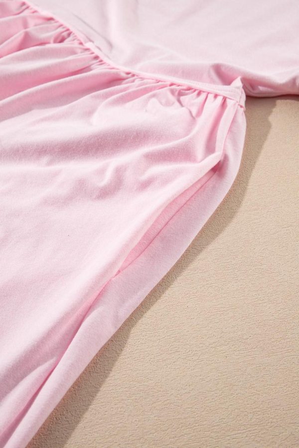 Short Dresses | Women Light Pink Solid Color Pocket Raw Edge Babydoll Dress - Image 7