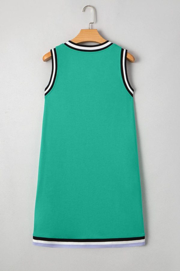 Short Dresses | Women Mint Green Contrast Trim V Neck Sleeveless Mini Dress - Image 7